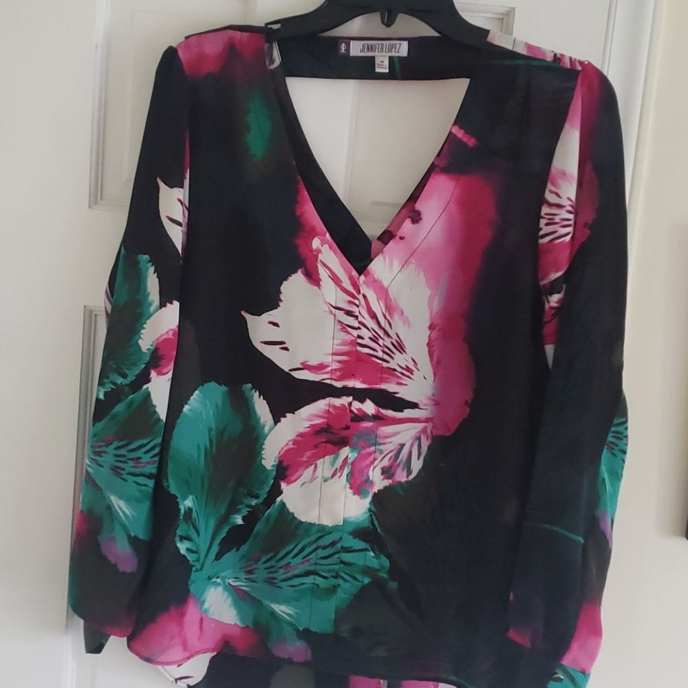 Colorful Silky Jennifer Lopez top